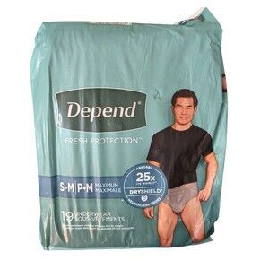 Depend Fresh Protection Incontinence Underwear for Men Small / Medium S-M 19 Ct